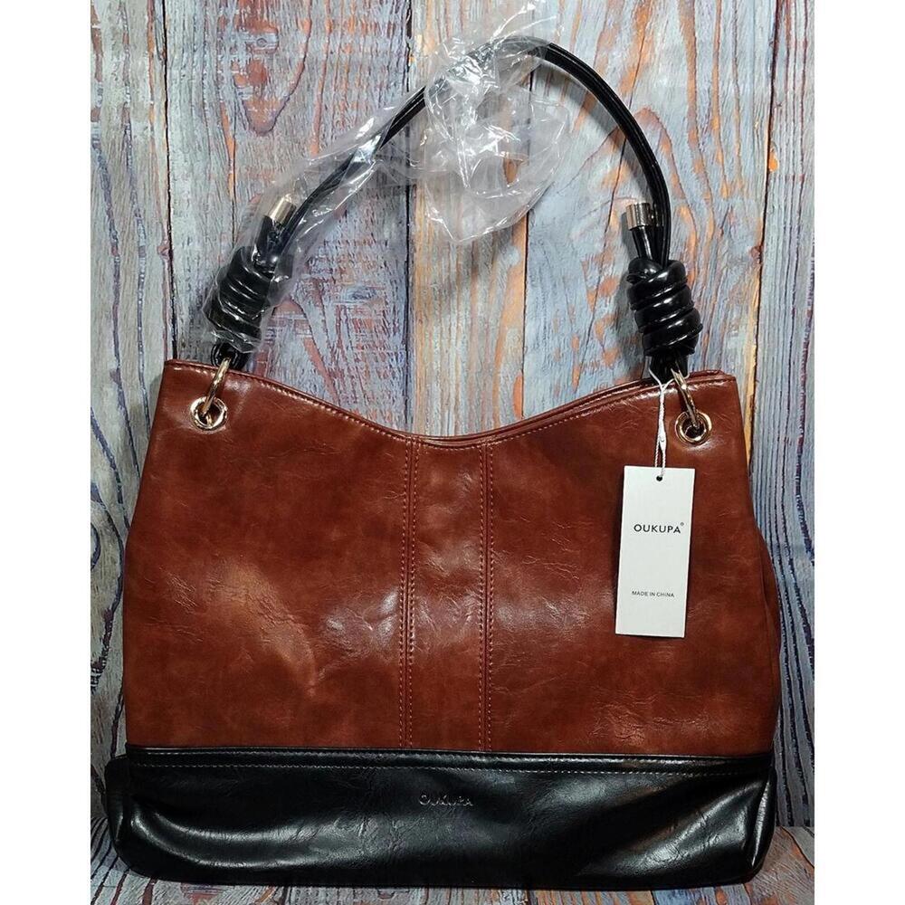 Oukupa Women's Two-Tone Leather‎ Shoulder Bag
